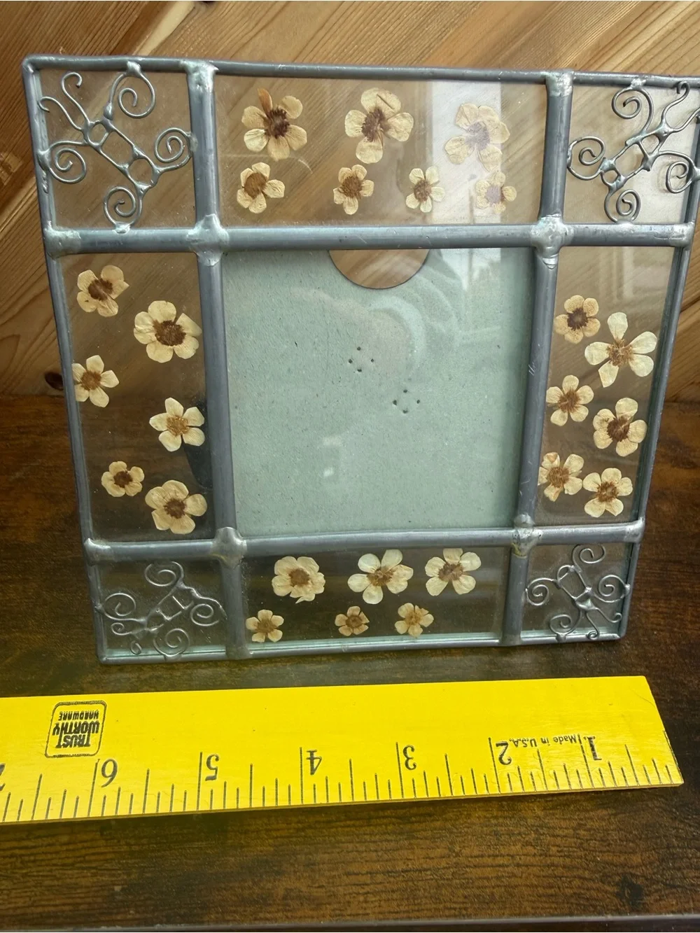 Floral Pressed Flower Leaded Glass Photo Frame - Cream Floral
